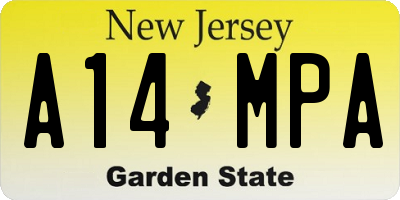NJ license plate A14MPA