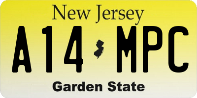 NJ license plate A14MPC