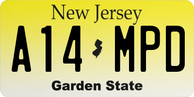 NJ license plate A14MPD