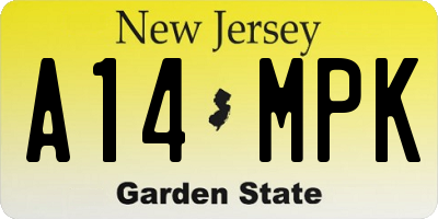 NJ license plate A14MPK