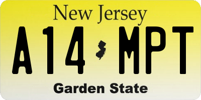 NJ license plate A14MPT