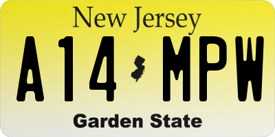 NJ license plate A14MPW