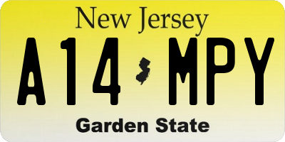 NJ license plate A14MPY