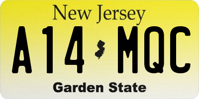 NJ license plate A14MQC
