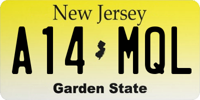 NJ license plate A14MQL