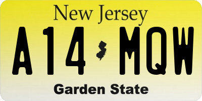 NJ license plate A14MQW