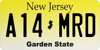 NJ license plate A14MRD