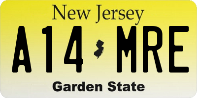 NJ license plate A14MRE