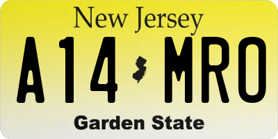 NJ license plate A14MRO