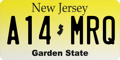 NJ license plate A14MRQ