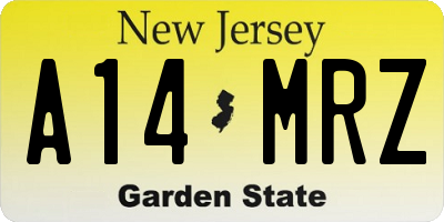 NJ license plate A14MRZ