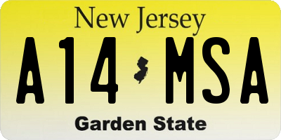 NJ license plate A14MSA