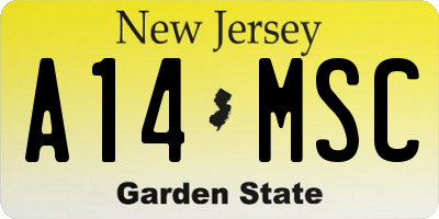 NJ license plate A14MSC