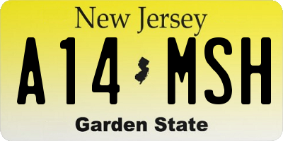 NJ license plate A14MSH