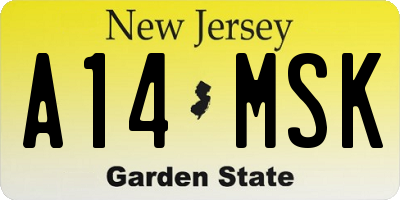 NJ license plate A14MSK