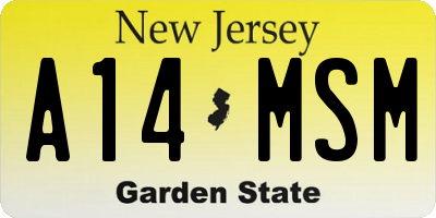 NJ license plate A14MSM