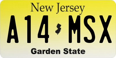 NJ license plate A14MSX