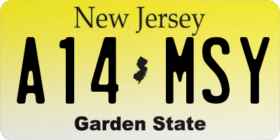 NJ license plate A14MSY