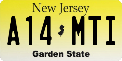 NJ license plate A14MTI