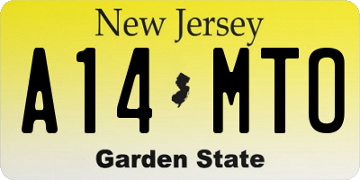NJ license plate A14MTO