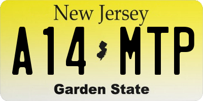 NJ license plate A14MTP