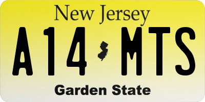 NJ license plate A14MTS