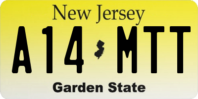 NJ license plate A14MTT