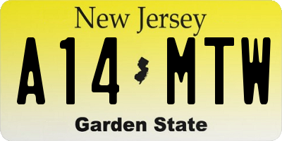 NJ license plate A14MTW