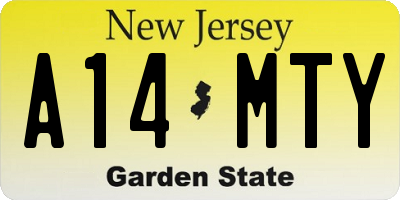 NJ license plate A14MTY