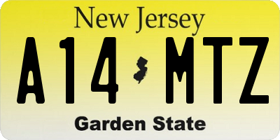 NJ license plate A14MTZ