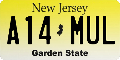 NJ license plate A14MUL