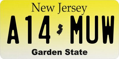 NJ license plate A14MUW