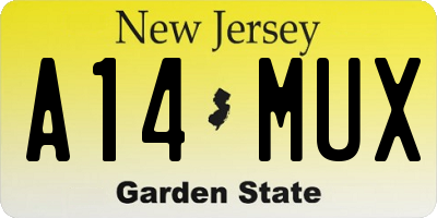 NJ license plate A14MUX