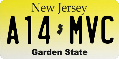 NJ license plate A14MVC