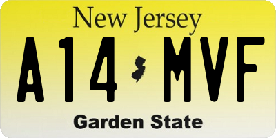 NJ license plate A14MVF