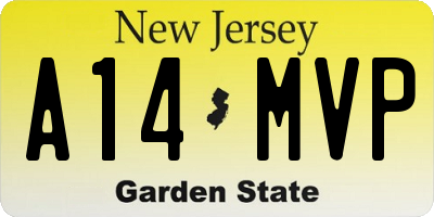 NJ license plate A14MVP