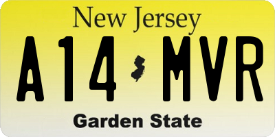 NJ license plate A14MVR
