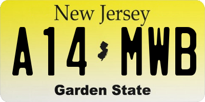 NJ license plate A14MWB