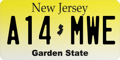 NJ license plate A14MWE