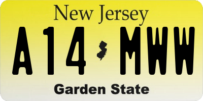 NJ license plate A14MWW