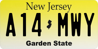 NJ license plate A14MWY