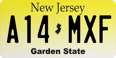 NJ license plate A14MXF