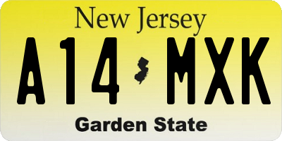 NJ license plate A14MXK