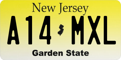 NJ license plate A14MXL