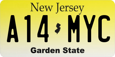 NJ license plate A14MYC