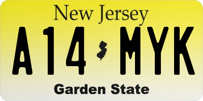 NJ license plate A14MYK