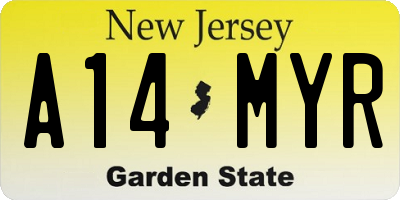 NJ license plate A14MYR