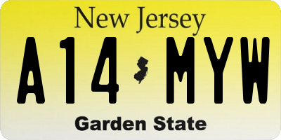 NJ license plate A14MYW