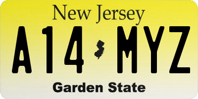 NJ license plate A14MYZ