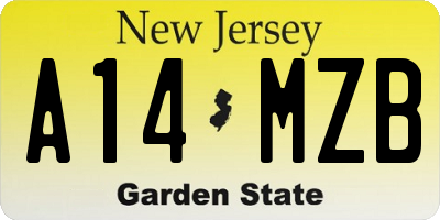 NJ license plate A14MZB